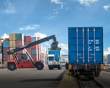 Freight loading at shipping yard